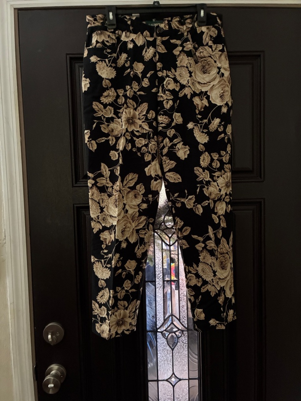 Lauren Ralph Lauren Black and Beige Floral Pants